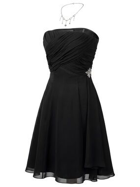 JS Boutique Black Strapless Ruched Cocktail Dress
